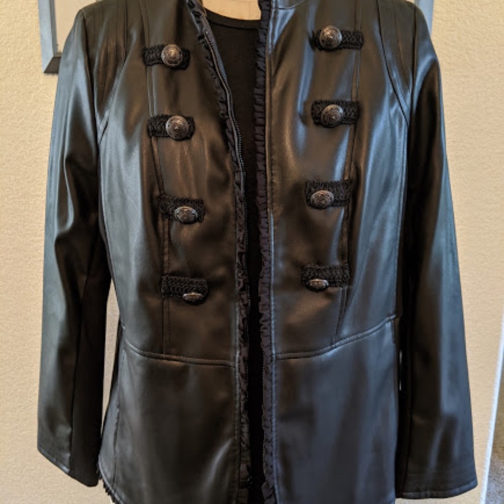 Chico's Black Faux Leather Jacket -L